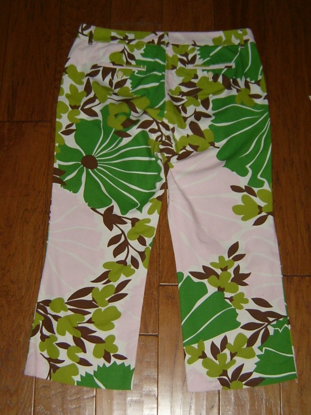 J. Crew Green Floral Capri Crop Pants, Size 10 - Picture 3 of 4